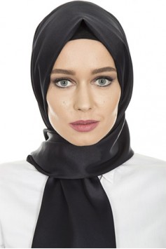 Izraa Black Satin Shawl