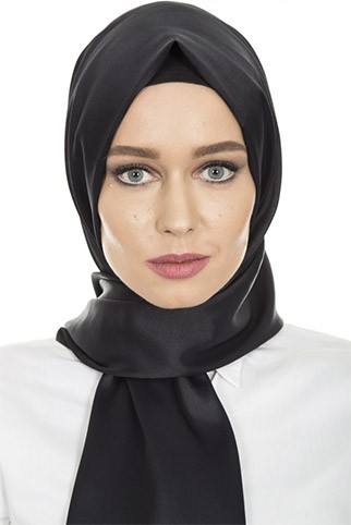 Izraa Black Satin Shawl