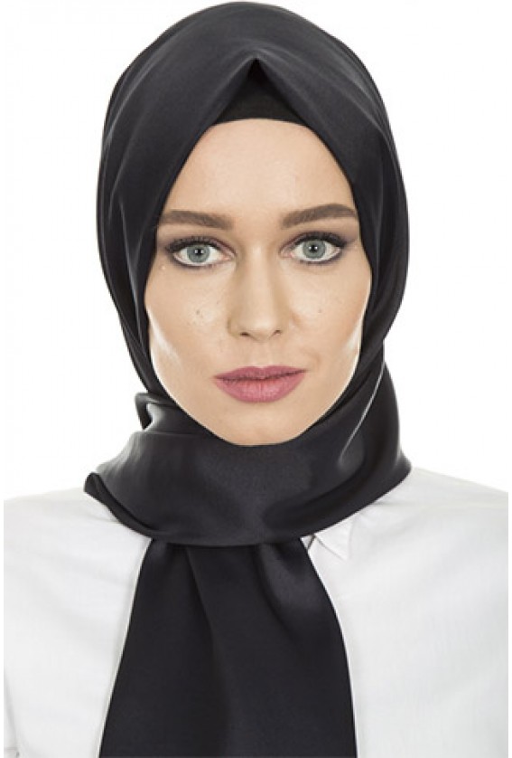 Izraa Black Satin Shawl