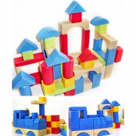 (Sample) 100-pcs Wooden Brick Set (Blue)