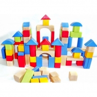 (Sample) 100-pcs Wooden Brick Set (Blue)-kk
