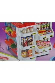 (Sample) Children Supermarket Playset with Push Cart